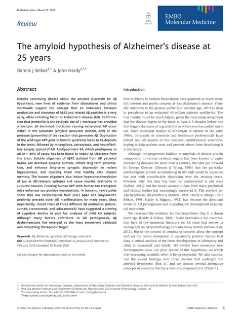 amyloid-beta hypothesis|The amyloid hypothesis of Alzheimer's disease at 25 .